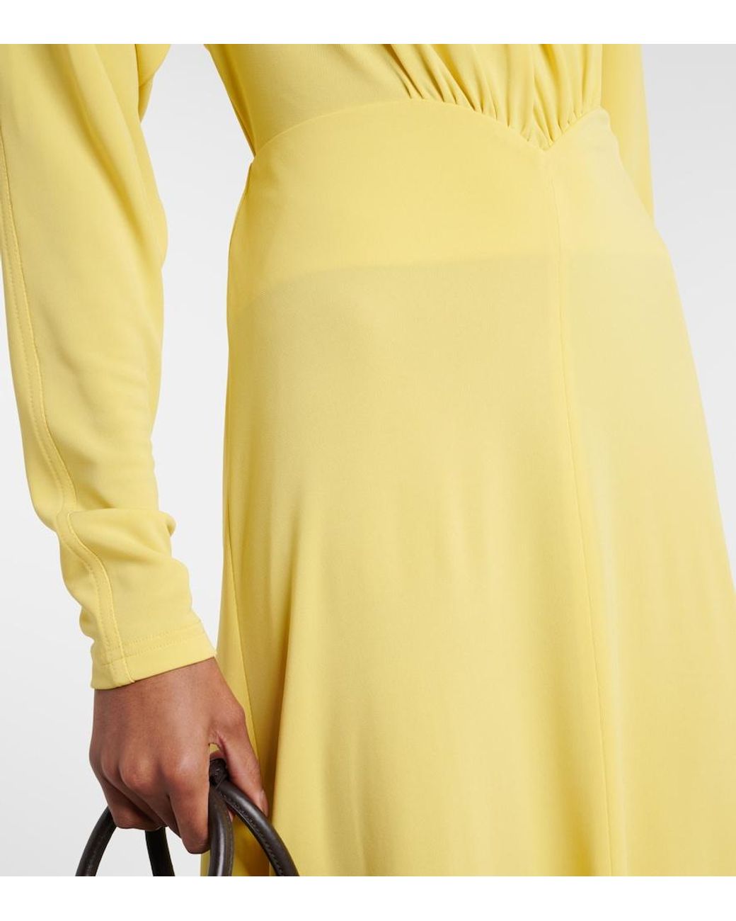 Stella McCartney Yellow Draped Jersey Midi Dress
