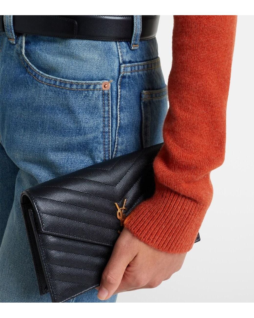 Saint Laurent Red Cropped Cashmere Sweater