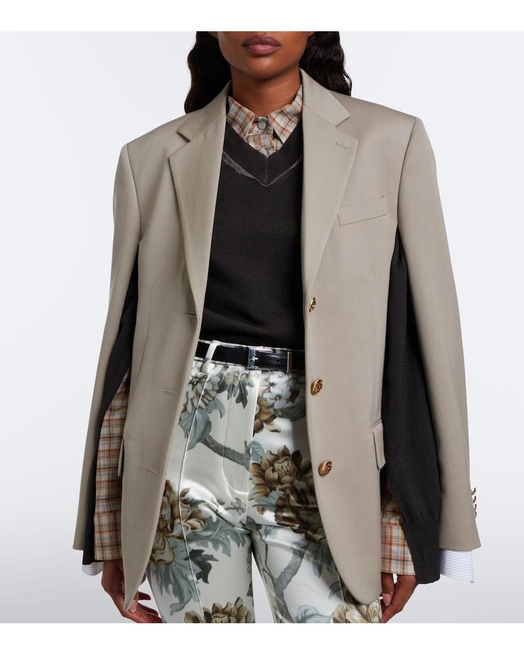 Acne Natural Layered Wool Blazer