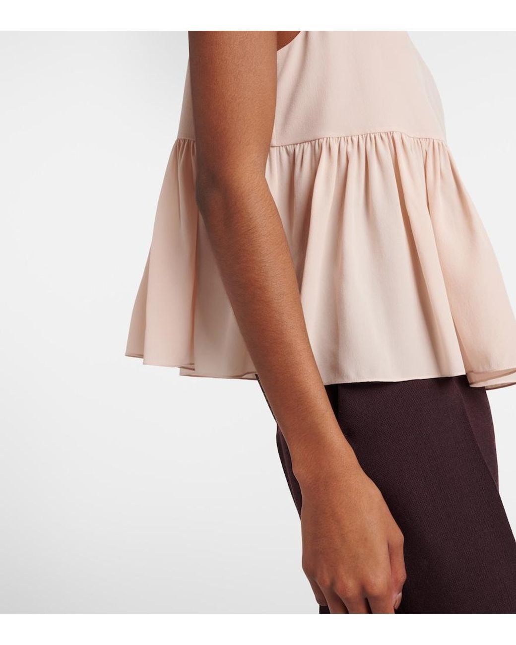 Chloé Pink Peplum Silk Crepe De Chine Top