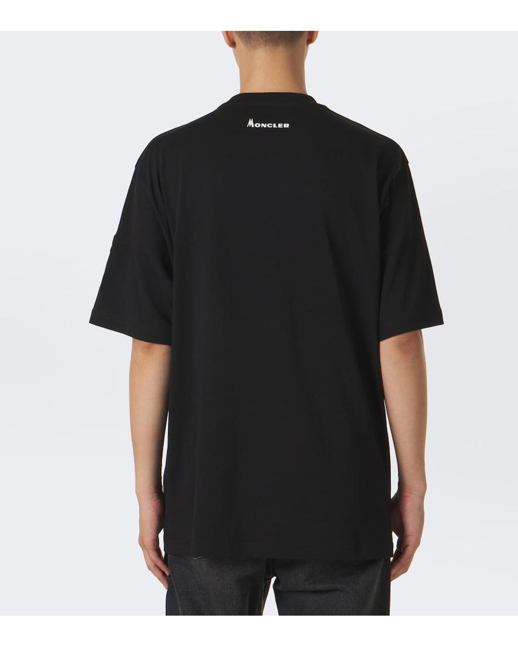Moncler Black Printed Cotton Jersey T-Shirt for men