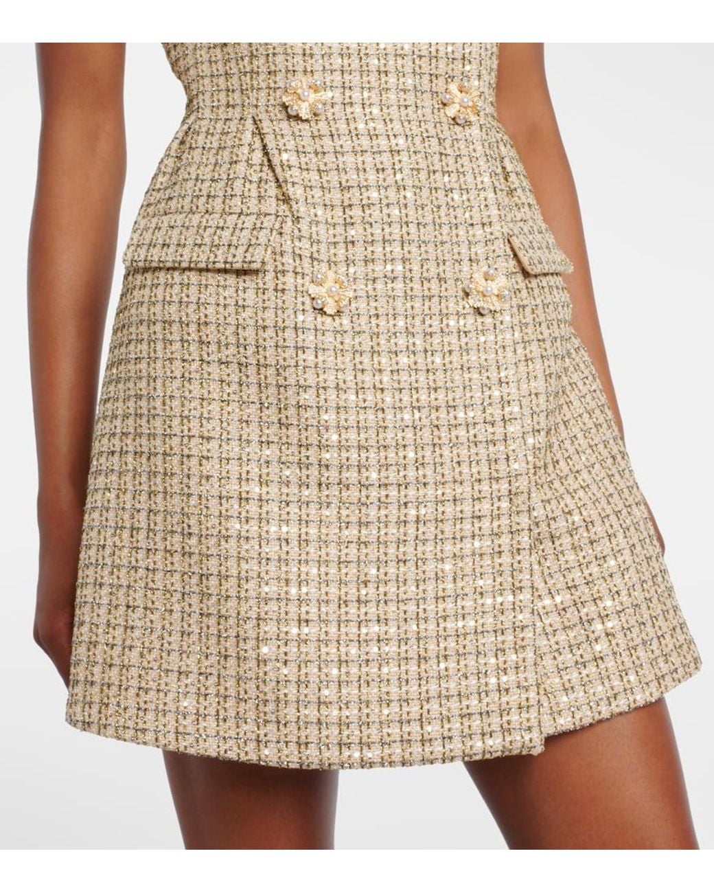 Self-Portrait Natural Off-Shoulder Boucle Minidress