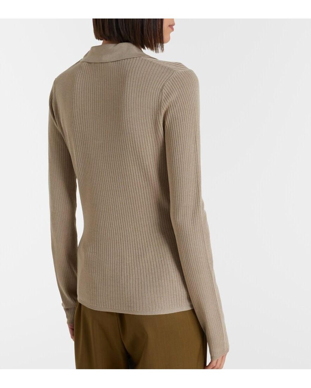 Max Mara Natural Knitted Silk And Cashmere Top