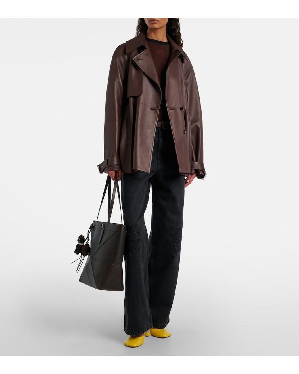 Loewe Black Puzzle Fold Medium Leather Tote Bag