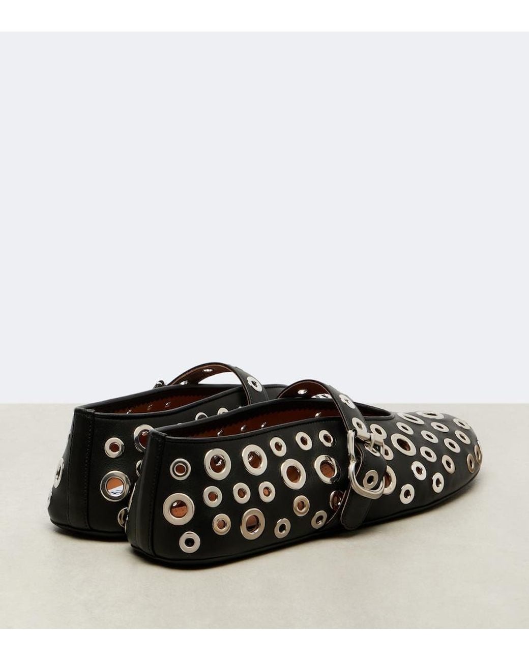 Alaïa Black Studded Leather Ballet Flats