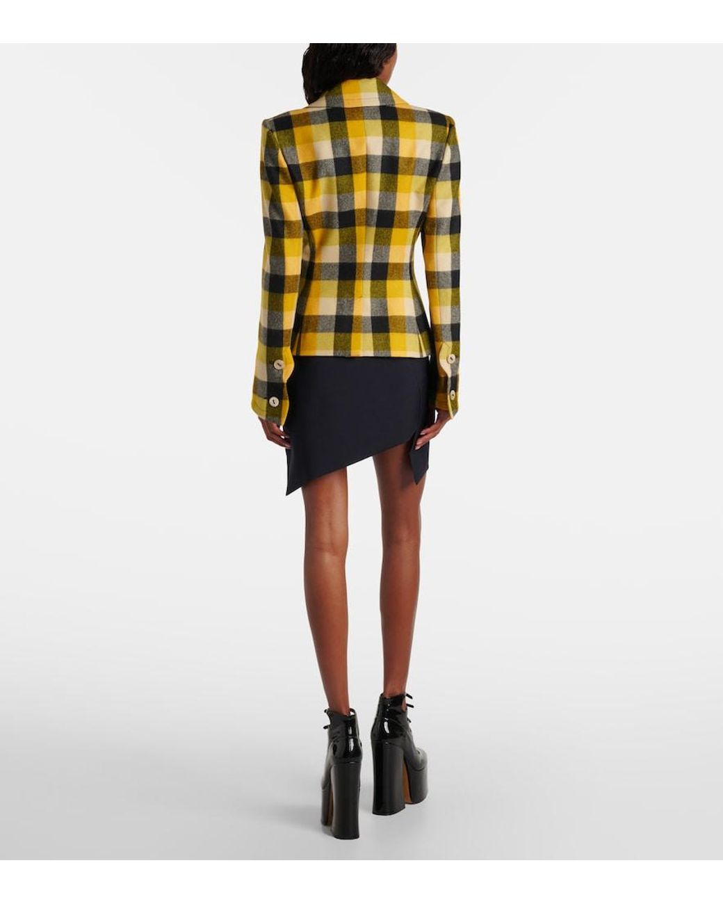 Vivienne Westwood Yellow Georgia Checked Virgin Wool Blazer