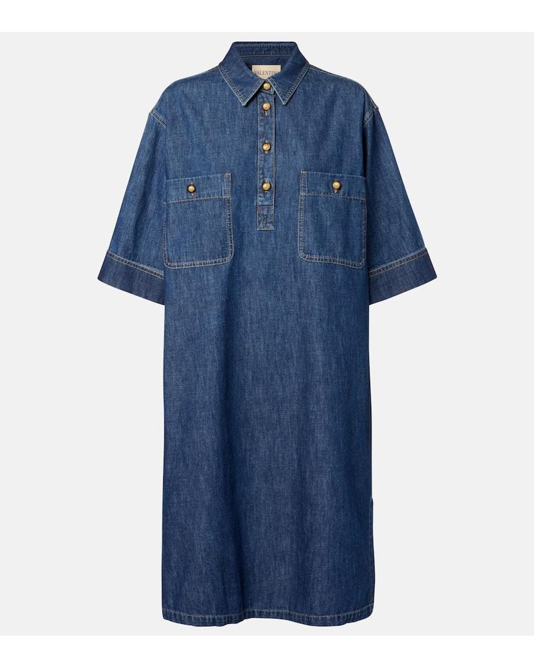 Valentino Garavani Blue Denim Shirt Dress