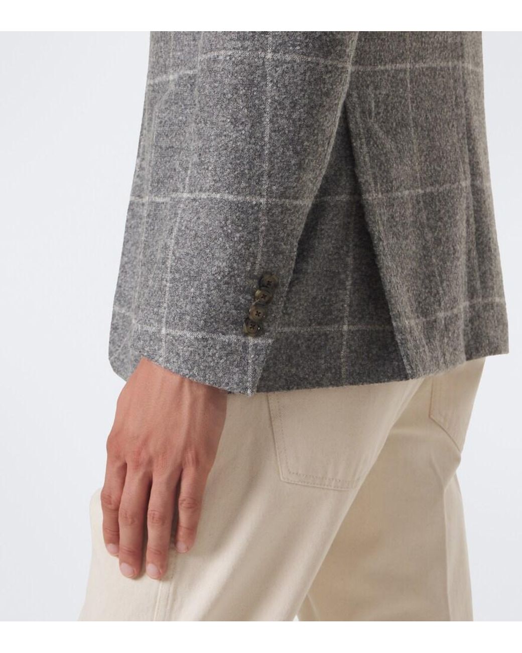 Lardini Gray Checked Alpaca And Wool-Blend Blazer for men