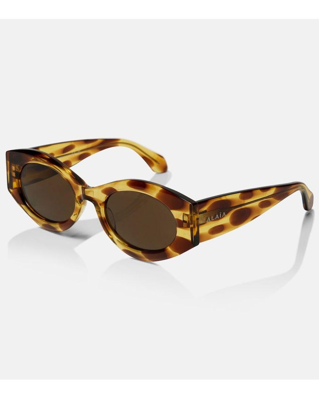 Alaïa Brown Logo Oval Sunglasses