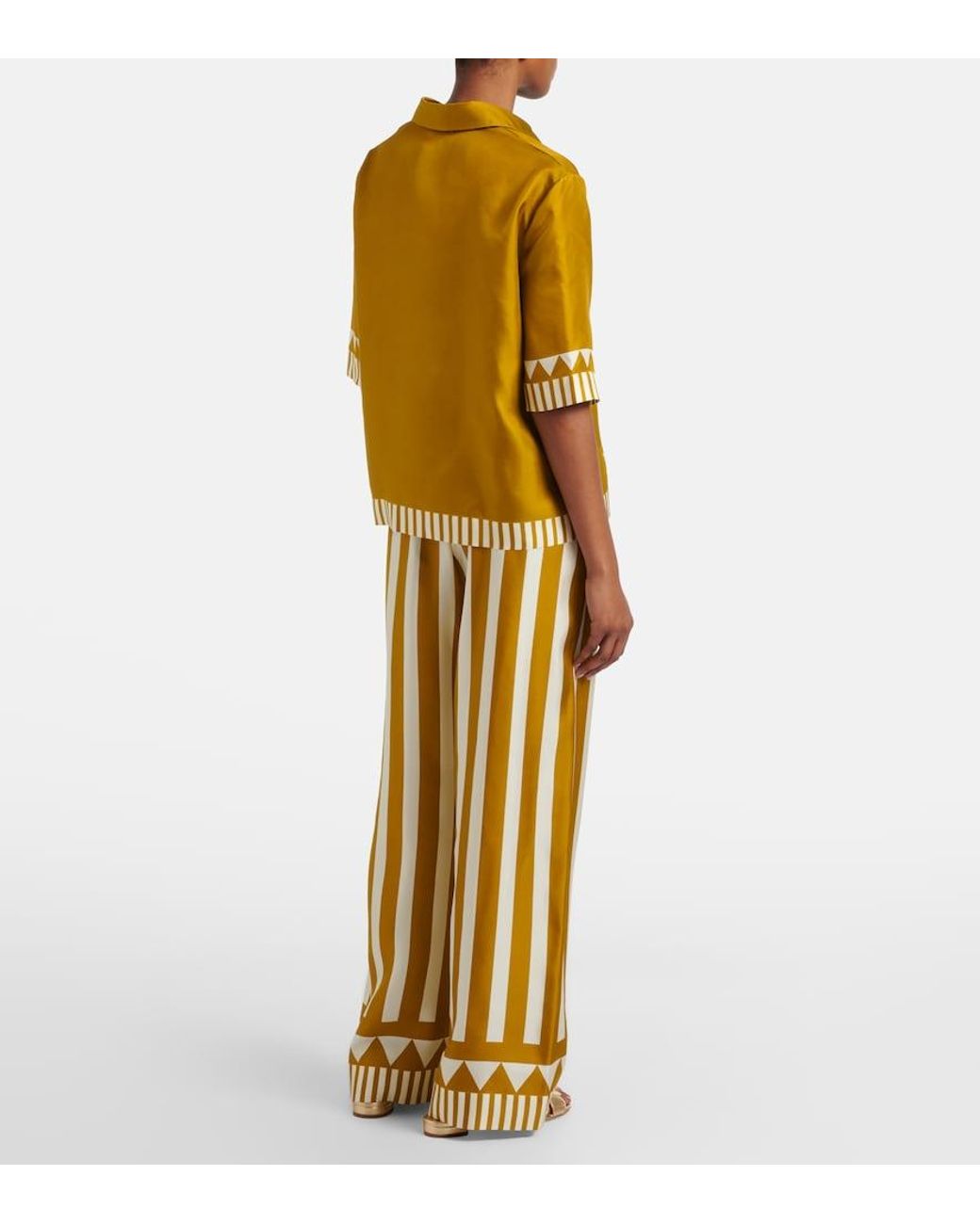 Eres Metallic Pacha Striped Silk Twill Palazzo Pants