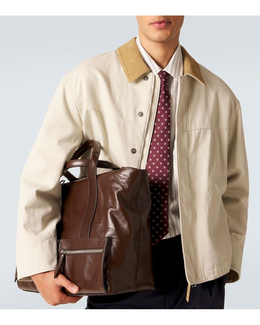 Metier Brown Racer 40 Leather Messenger Bag for men
