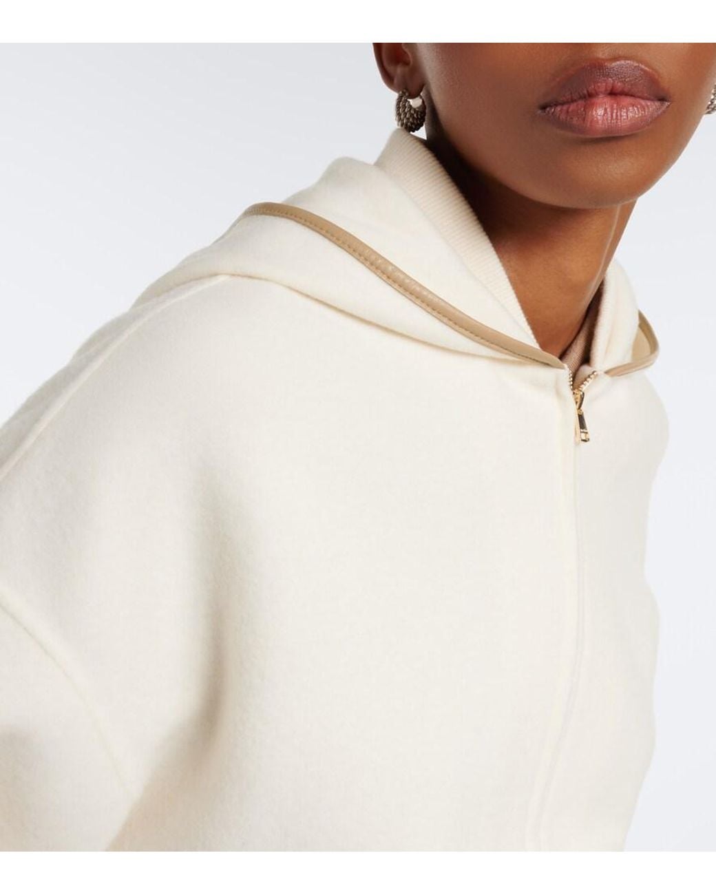Max Mara White Wool And Cashmere-Blend Hoodie