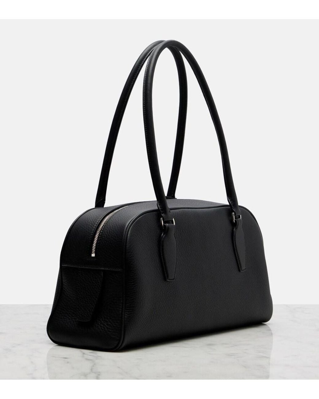 The Row Black E/W India Leather Shoulder Bag