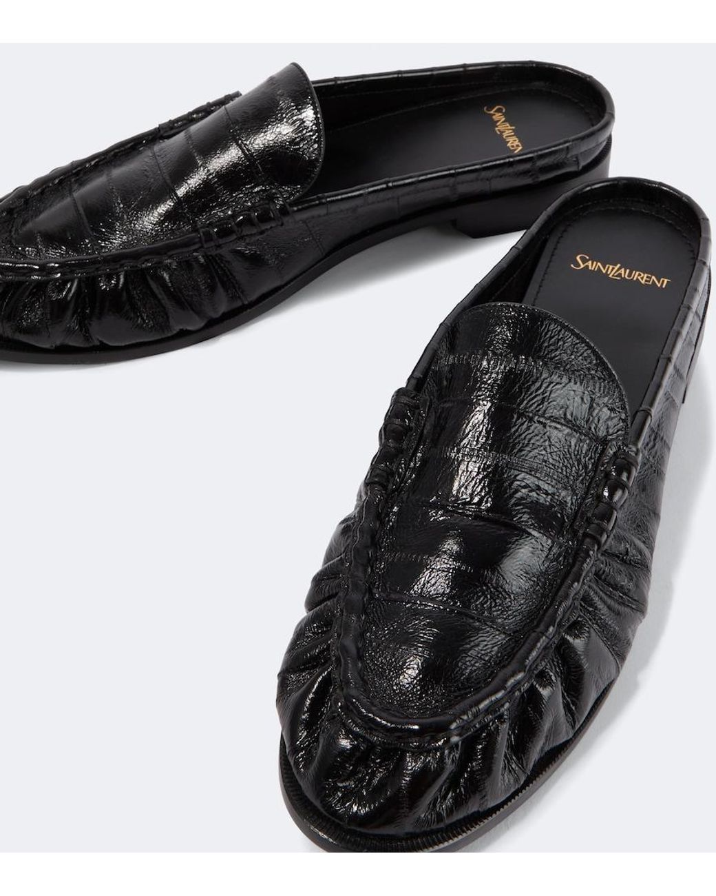 Saint Laurent Black Le Loafer Eel Leather Mules for men