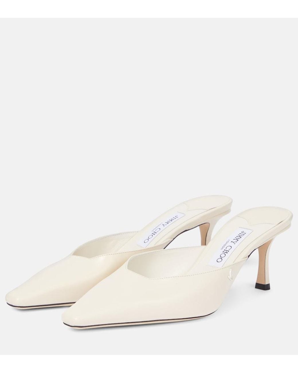 Jimmy Choo White Vivi 65 Leather Mules