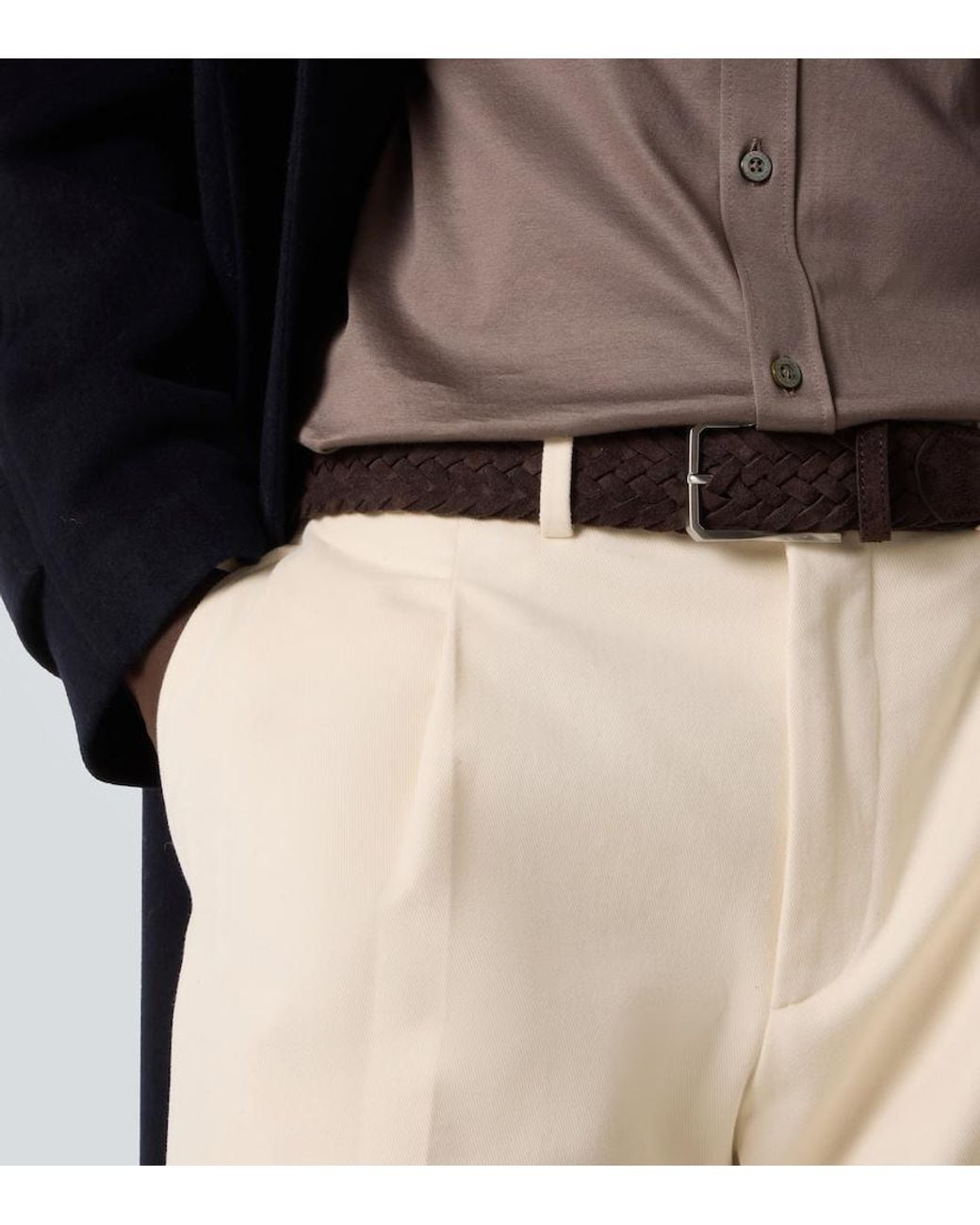 Canali Black Braided Suede Belt for men