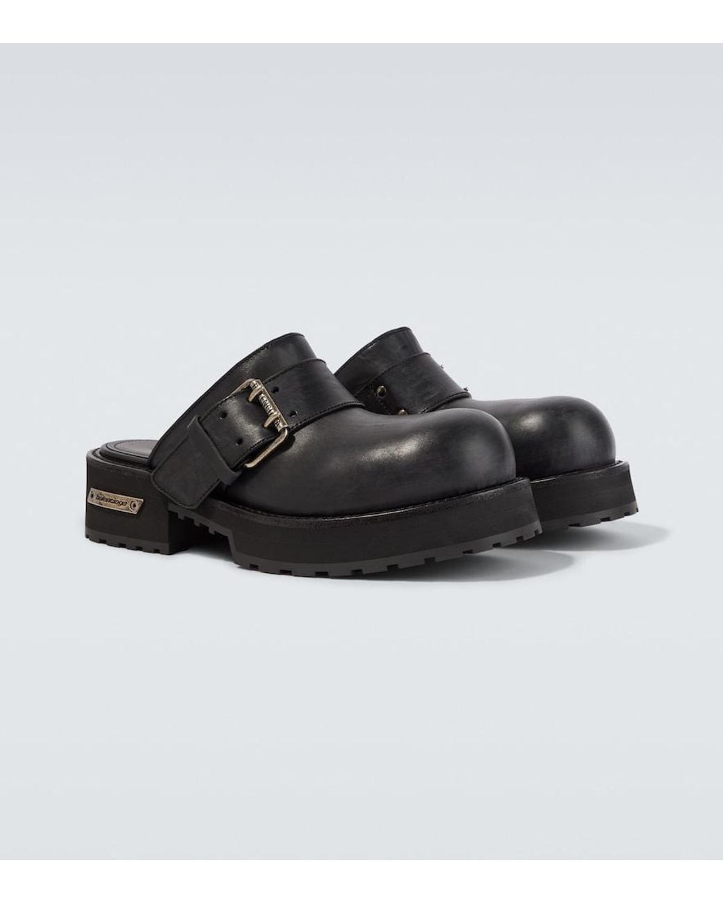 Balenciaga Black Venom Leather Mules for men