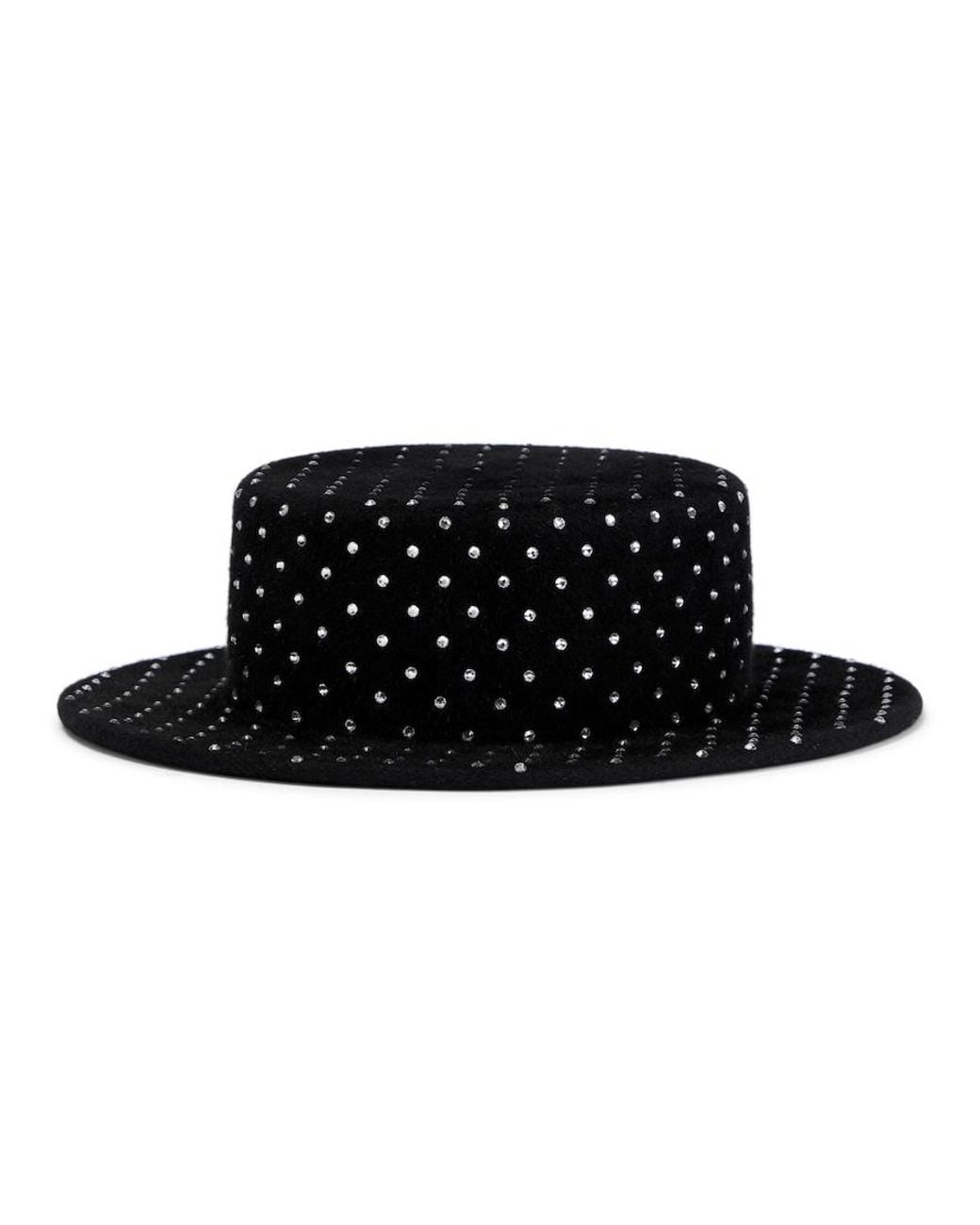 Ruslan Baginskiy Black Embellished Felt Canotier Hat