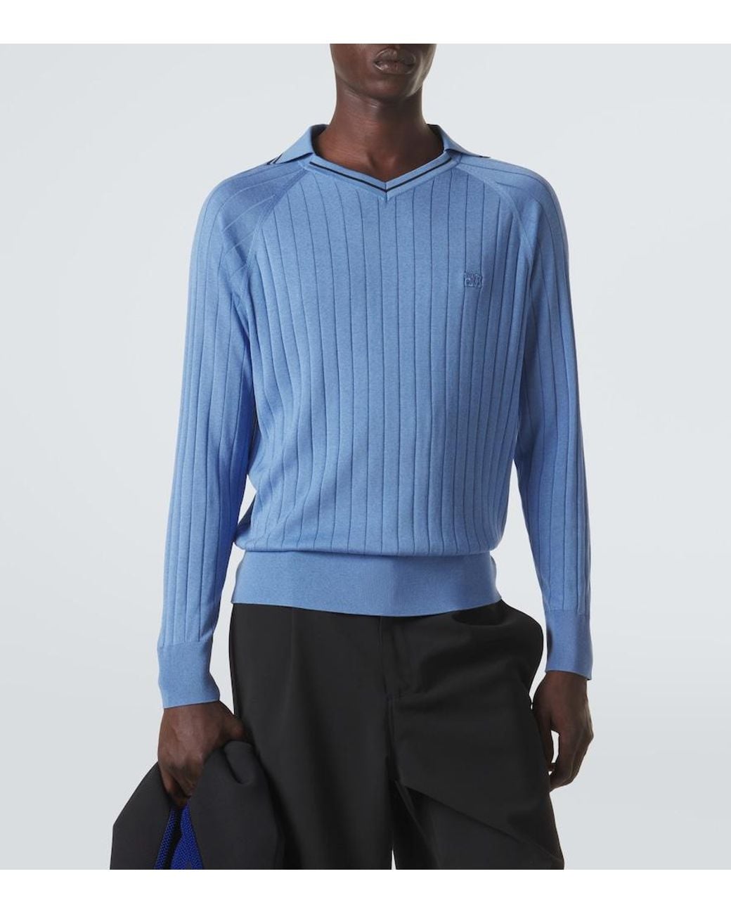 Wales Bonner Blue Roots Polo Sweater for men