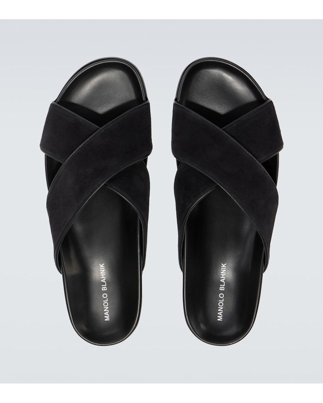 Manolo Blahnik Black Chiltern Suede Slides for men