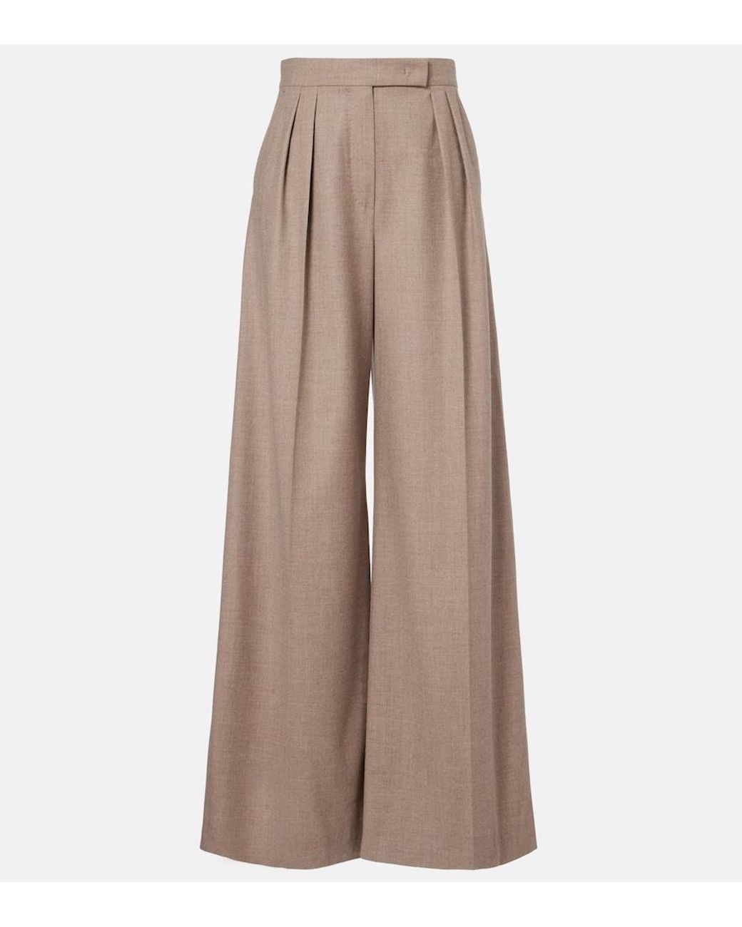 Max Mara Brown Cashmere-Blend Wide-Leg Pants
