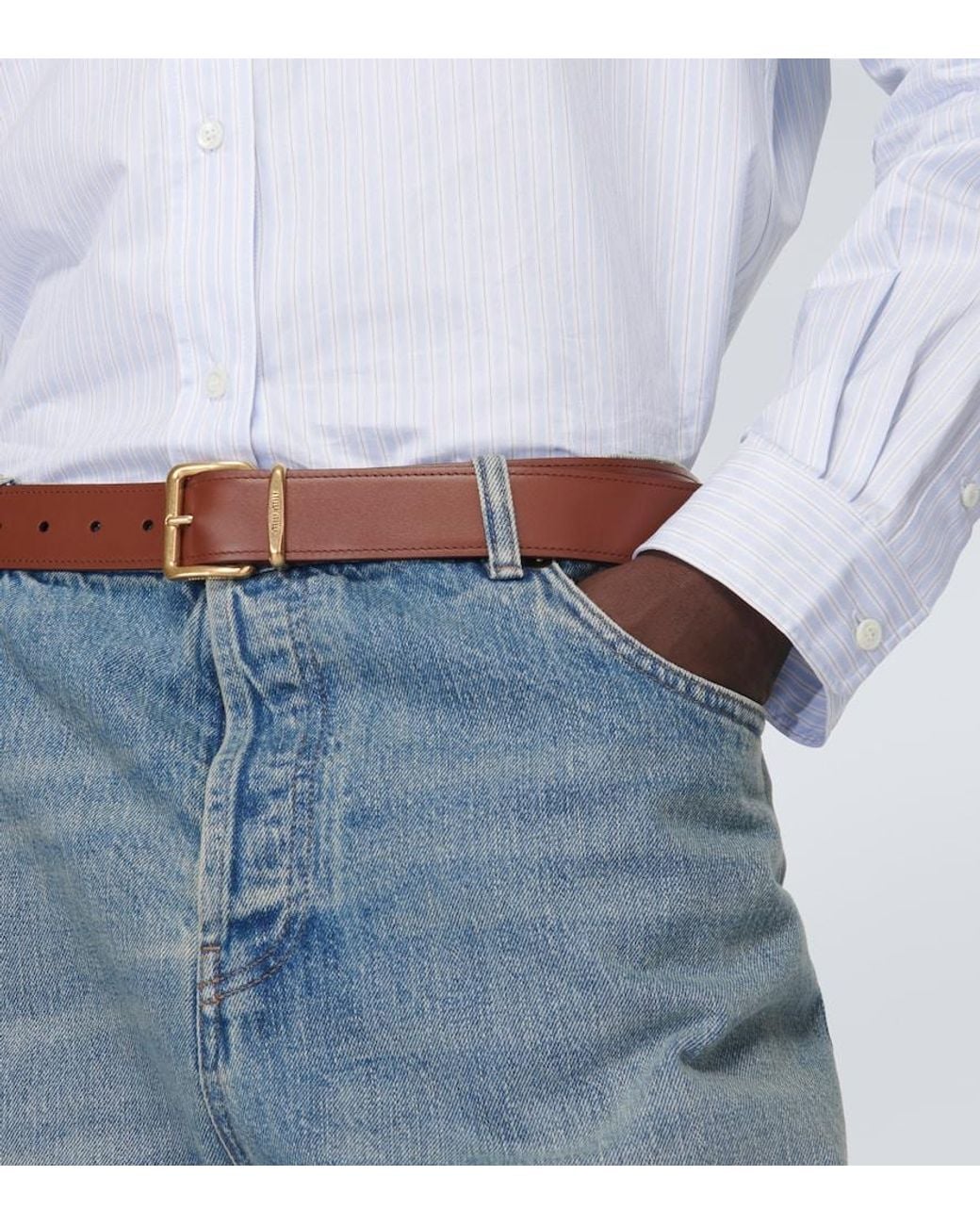 Miu Miu Brown Leather Belt for men