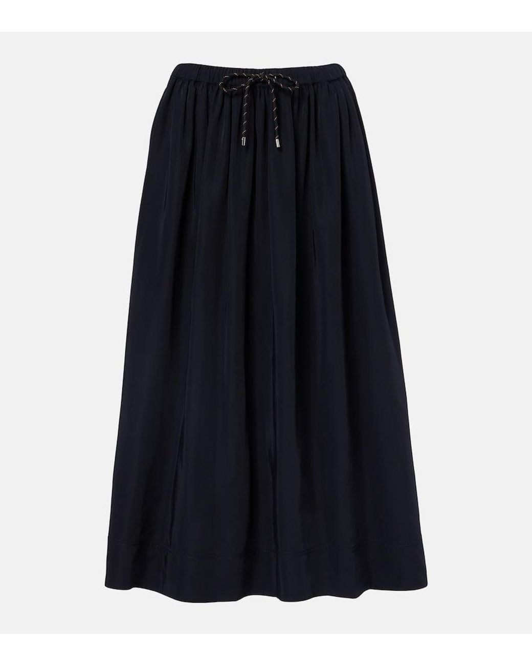 Veronica Beard Blue Bates Gathered Taffeta Midi Skirt