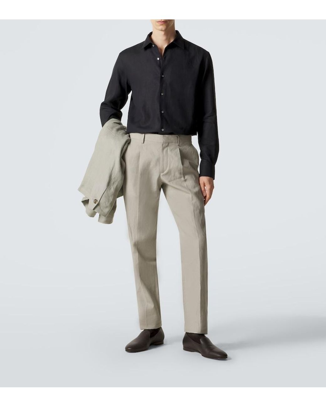 Zegna Blue Linen Shirt for men