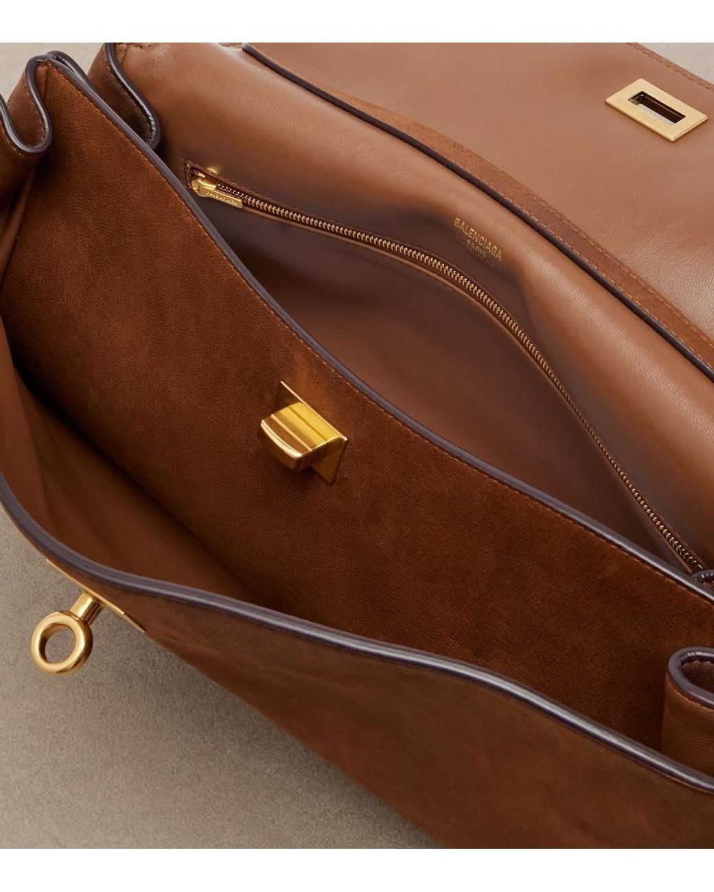 Balenciaga Brown Rodeo East West Leather Shoulder Bag