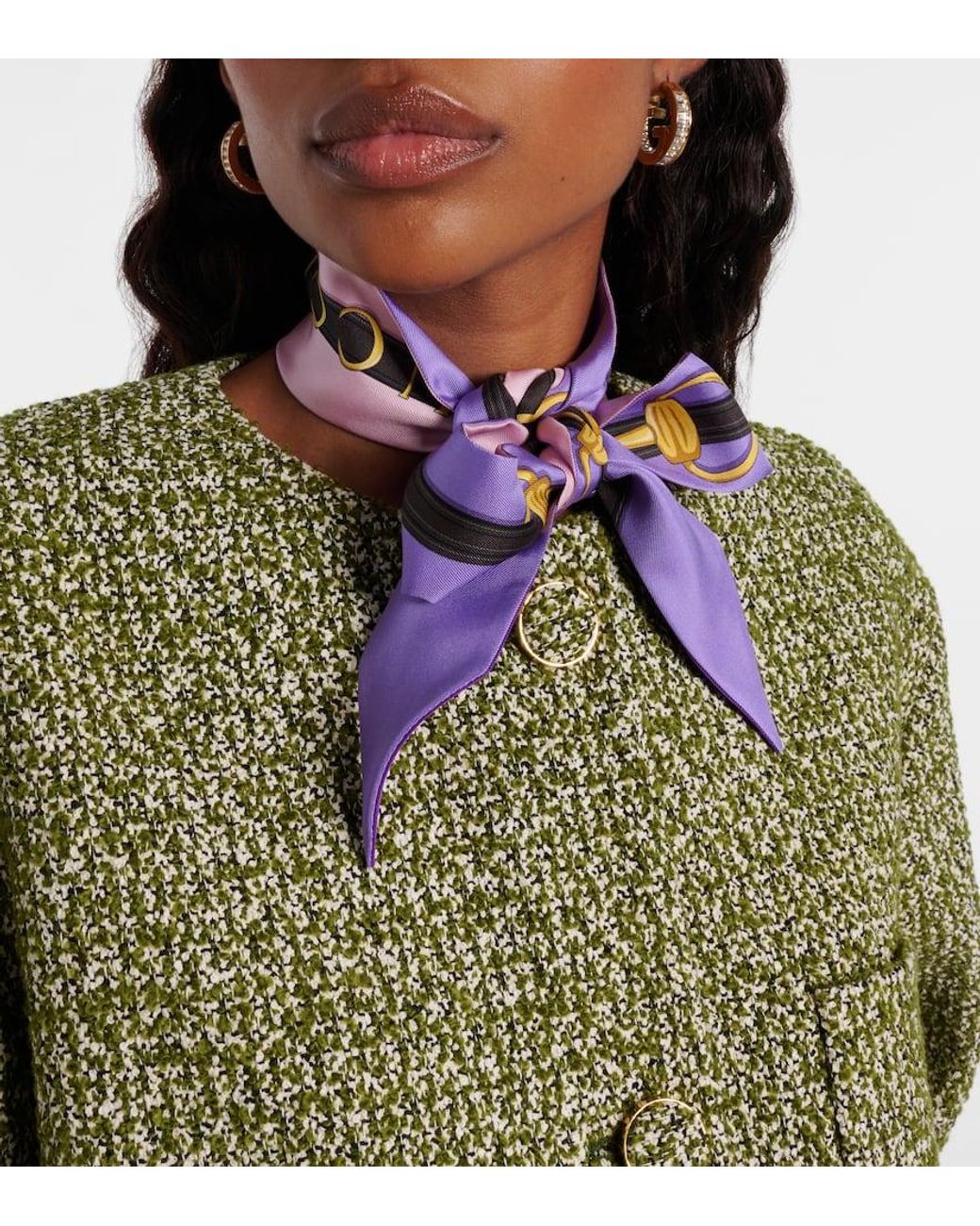 Gucci Purple Printed Silk Twill Ribbon