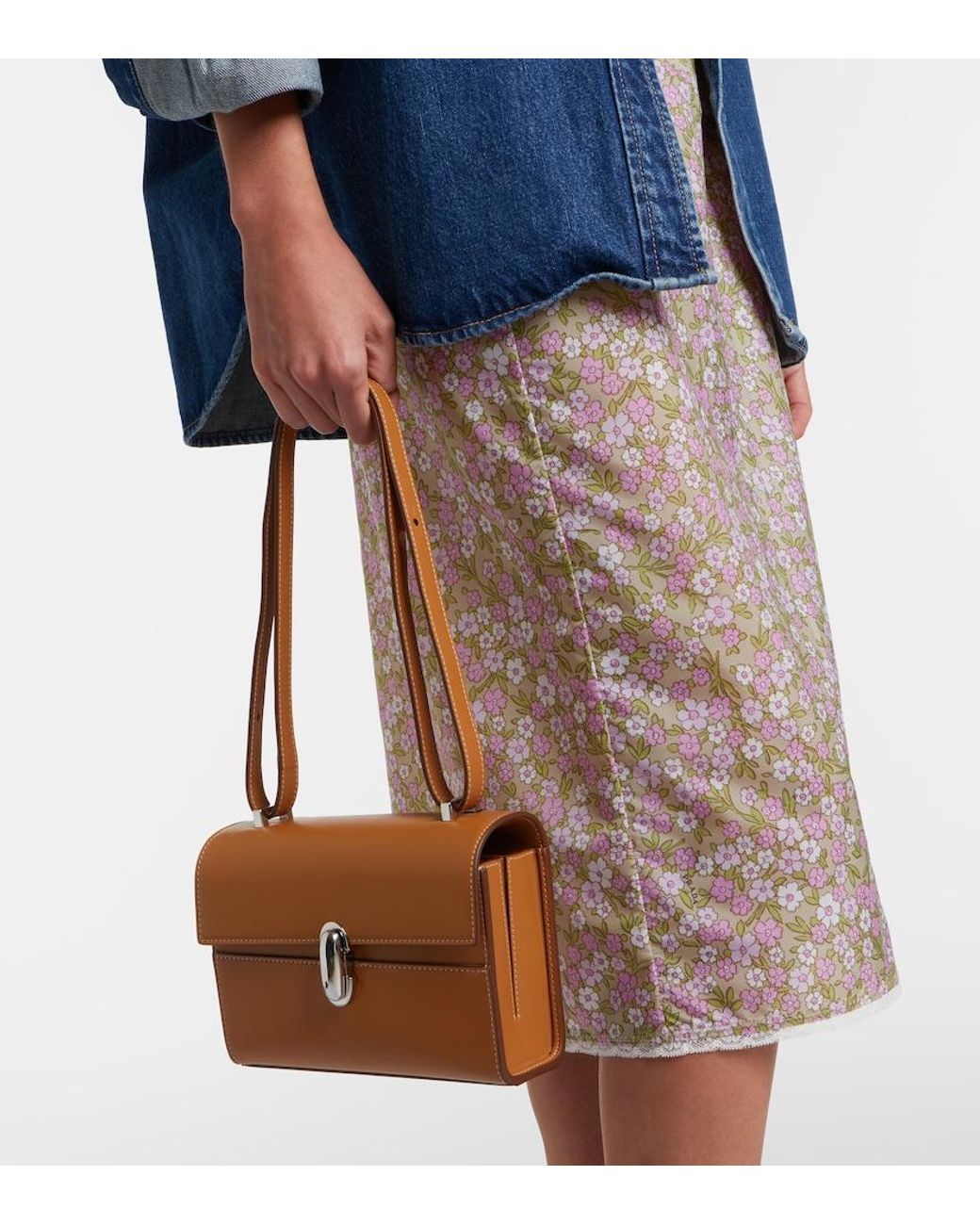 SAVETTE Brown Symmetry 19 Leather Shoulder Bag