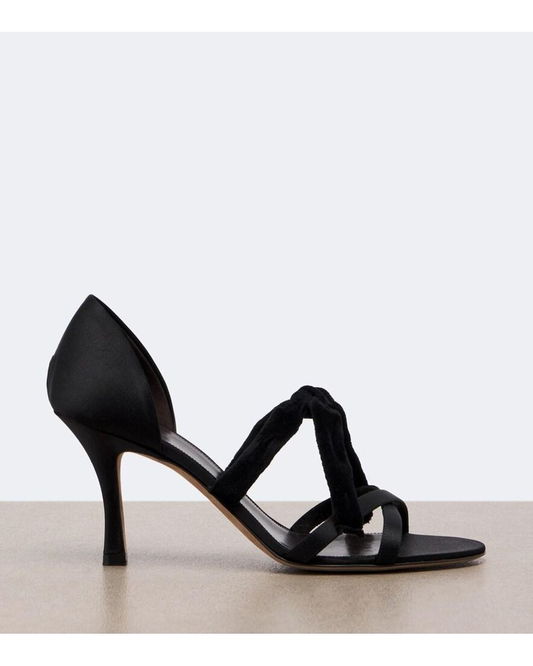 The Row Black Ella Satin Sandals