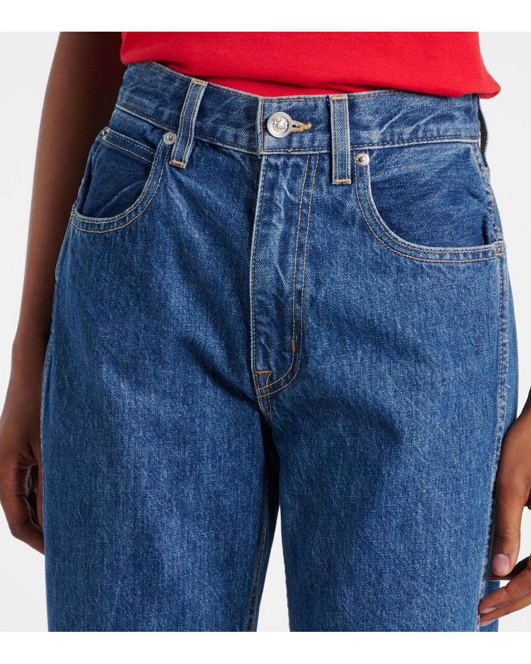 SLVRLAKE Denim Blue Virginia Slim High-Rise Straight Jeans