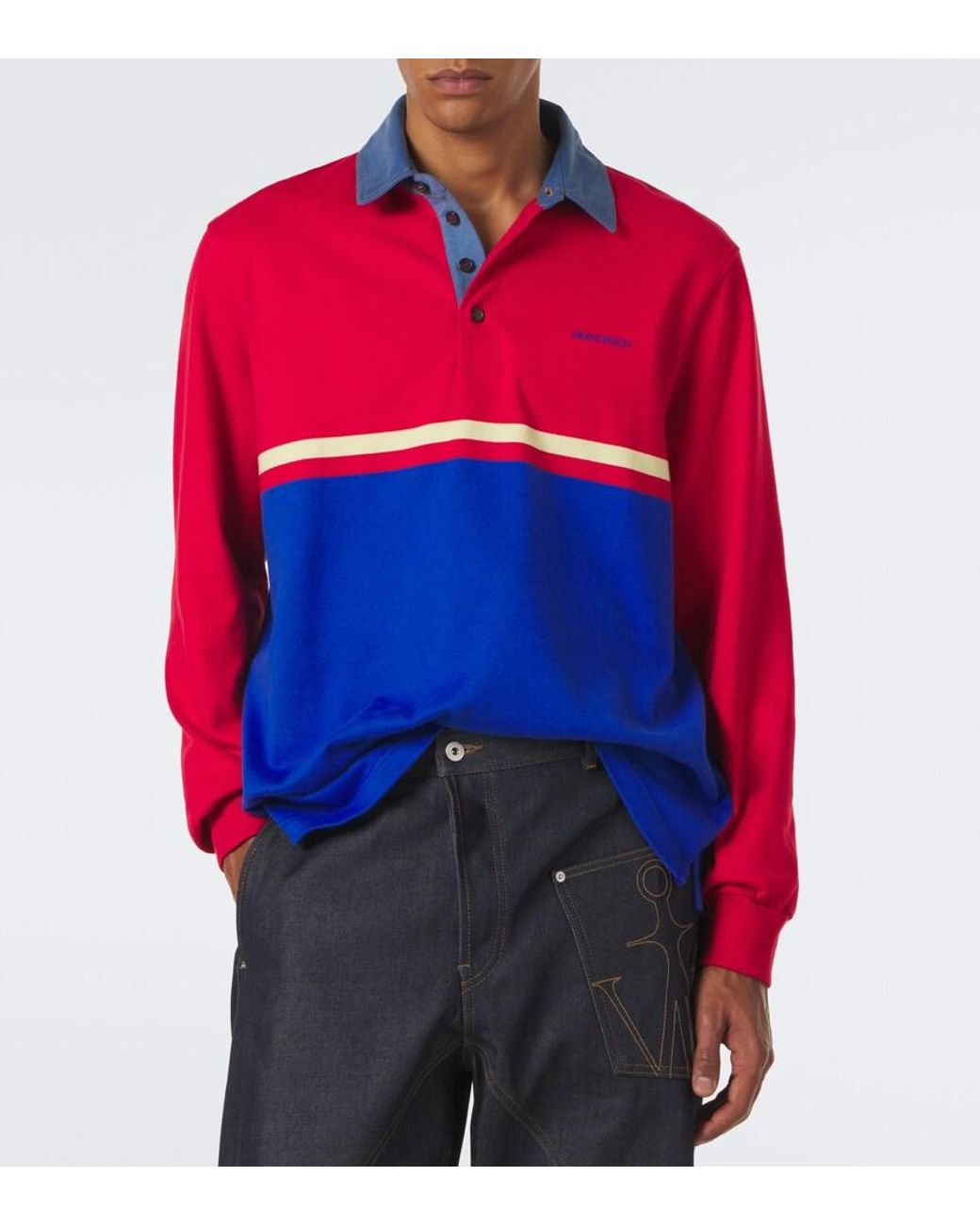 J.W. Anderson Red Paneled Cotton Jersey Polo Shirt for men