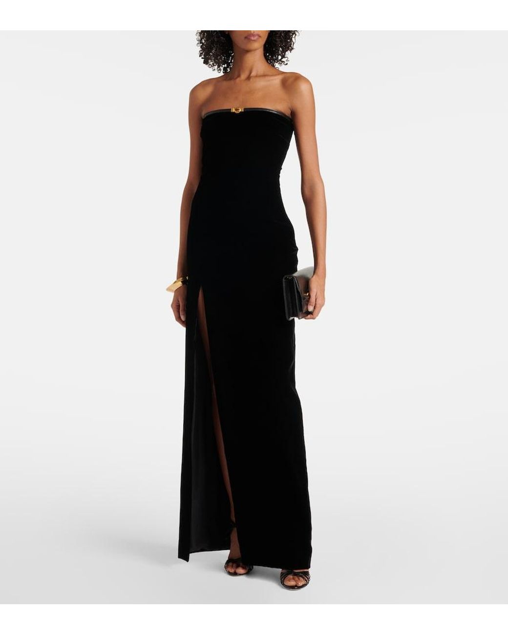 Tom Ford Black Strapless Velvet Gown
