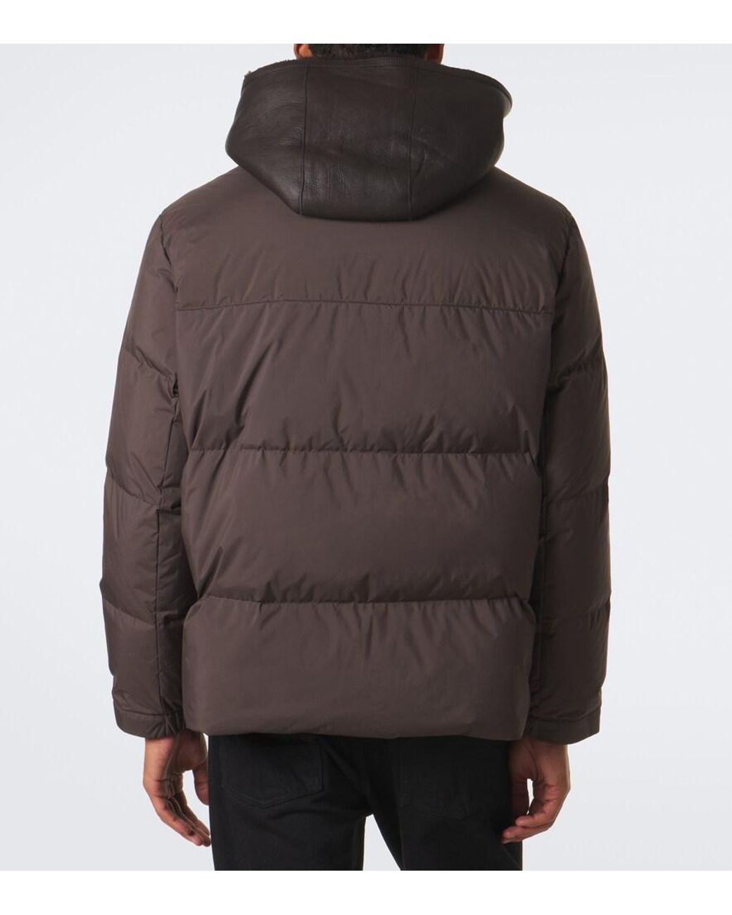 Yves Salomon Brown Shearling-Trimmed Down Jacket for men