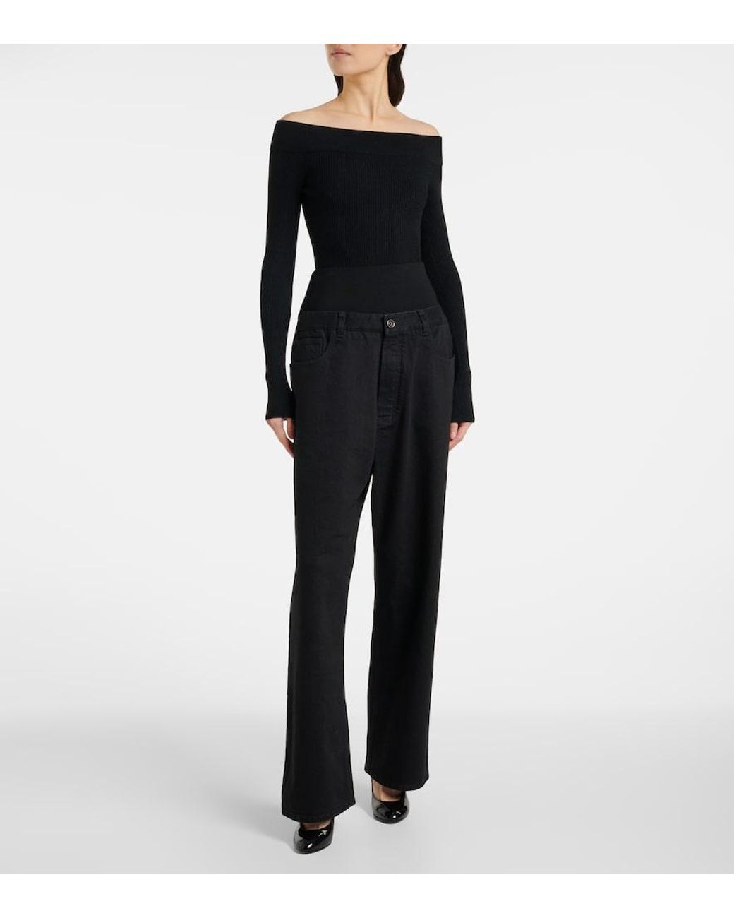 Alaïa Blue High-Rise Straight Jeans