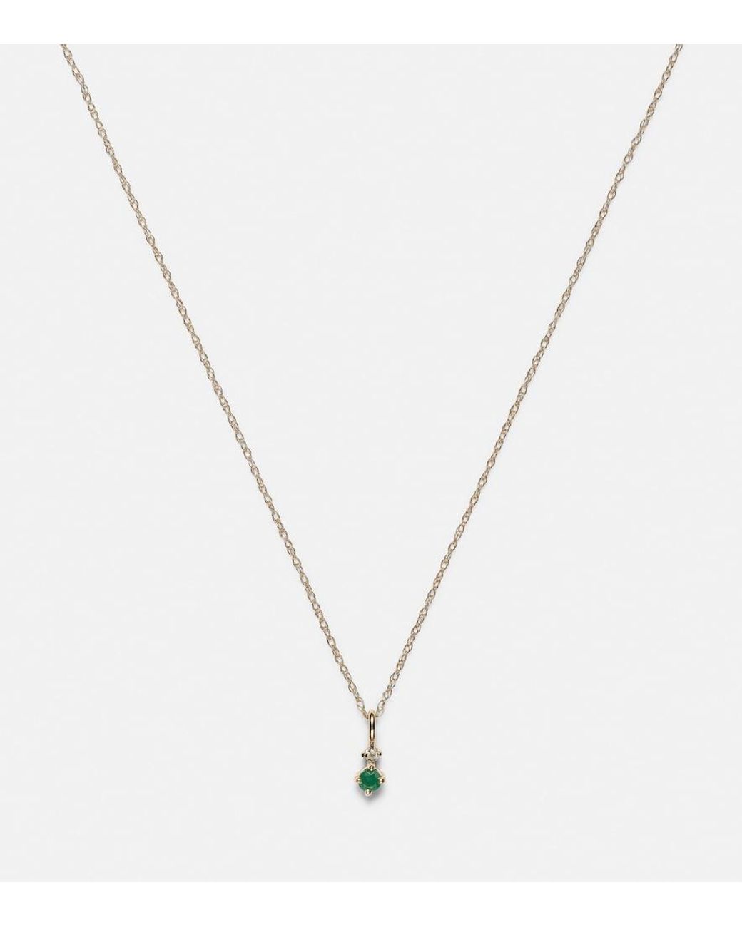 STONE AND STRAND Metallic Tiny Emerald Goddess 14Kt Choker With Emeralds And Diamonds