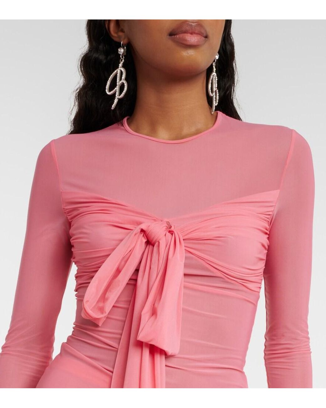 Blumarine Pink Bow-Detail Jersey Top