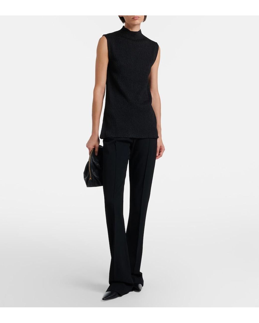 The Row Black Charlotte Small Leather Clutch