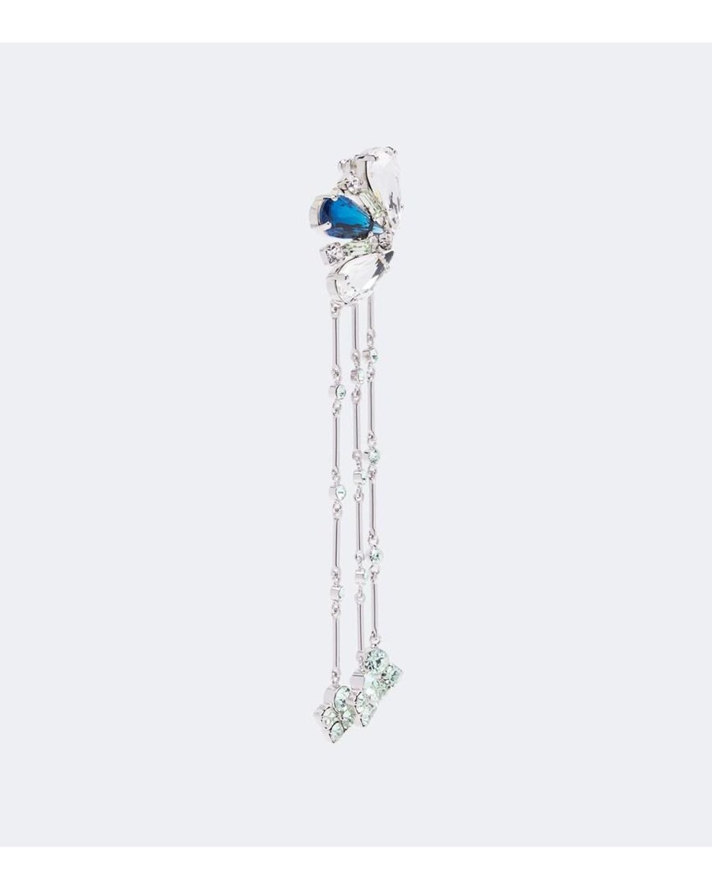Rabanne White Crystal-Embellished Drop Earrings