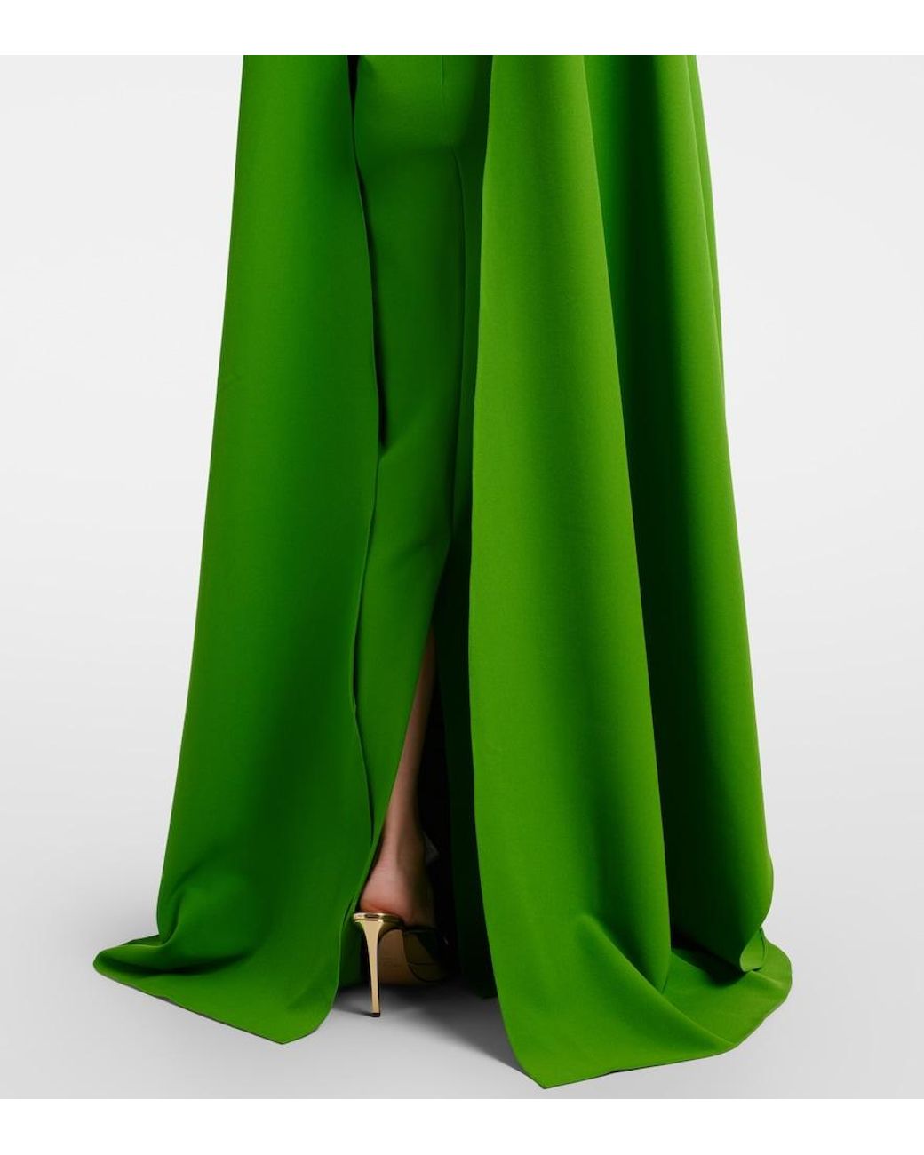 Safiyaa Green Agata Embellished Crêpe Gown
