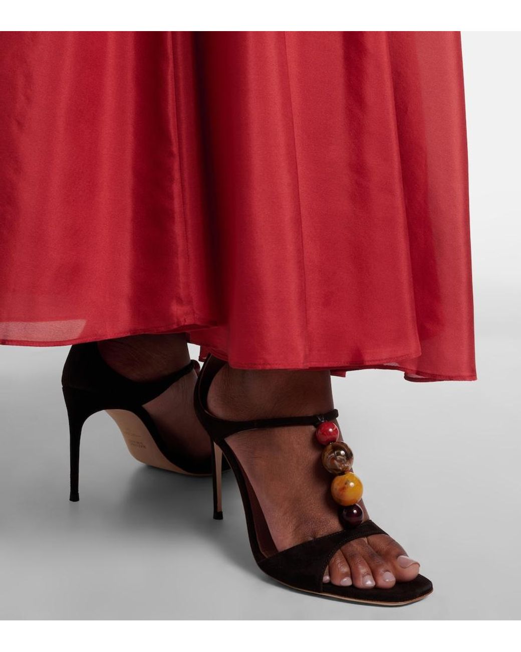 Malone Souliers Brown Lena Beaded Suede Sandals