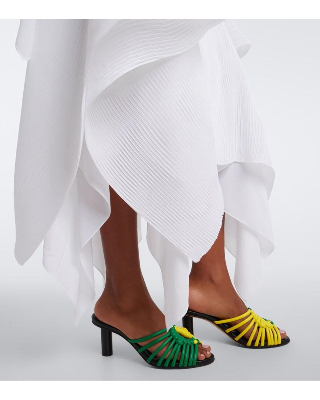 J.W. Anderson White Pleated Asymmetric Midi Skirt