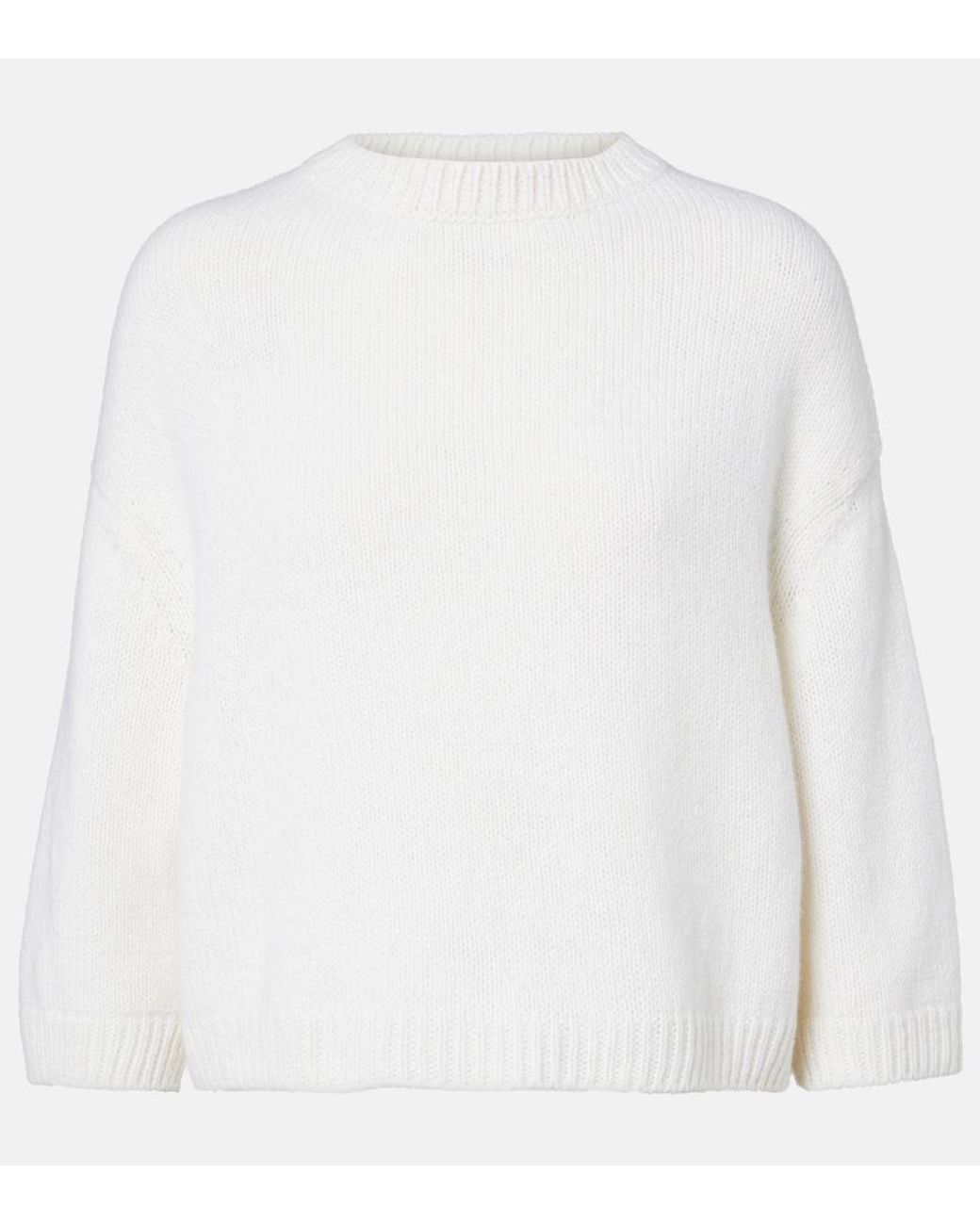 Khaite White Sabina Cropped Cashmere Sweater
