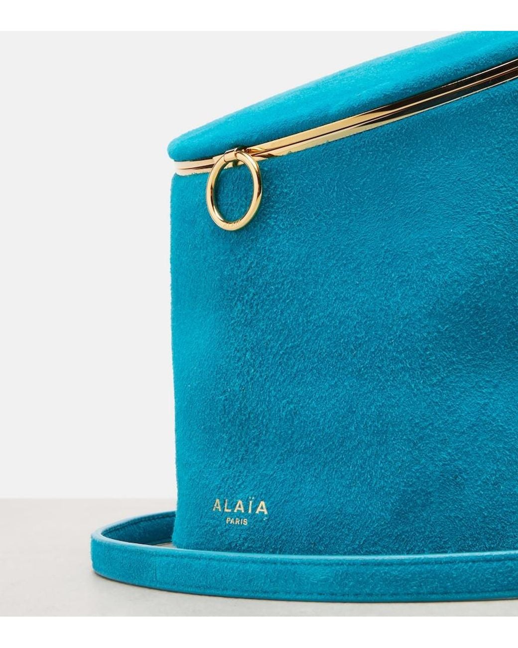 Alaïa Blue La Canette Small Suede Bucket Bag