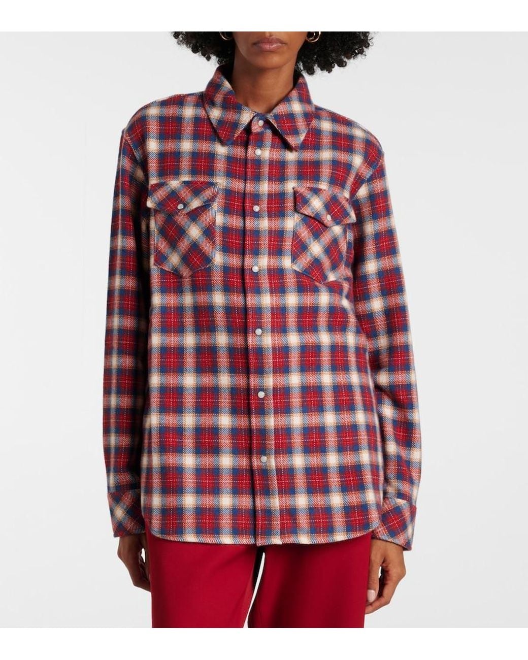 God's True Cashmere Red Tartan Cashmere Shirt