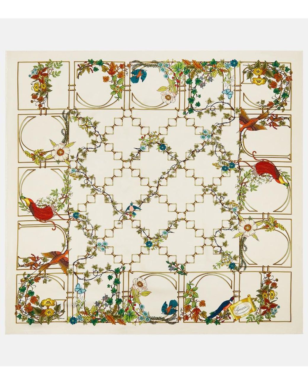 Gucci Natural Silk Floral Scarf