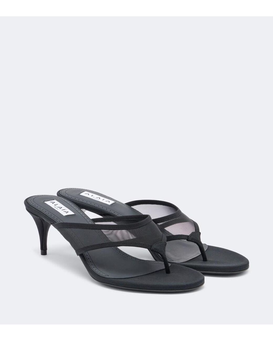 Alaïa Black Mesh Thong Sandals
