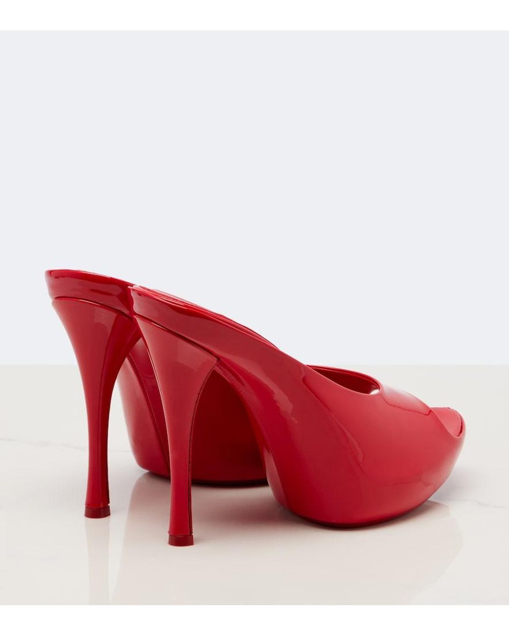 Gucci Red Patent Leather Platform Mules
